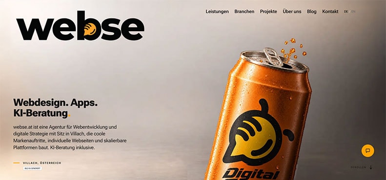 Diese Website, wie ein Besucher sie im Browser sieht: Überschrift, Text und Bild.